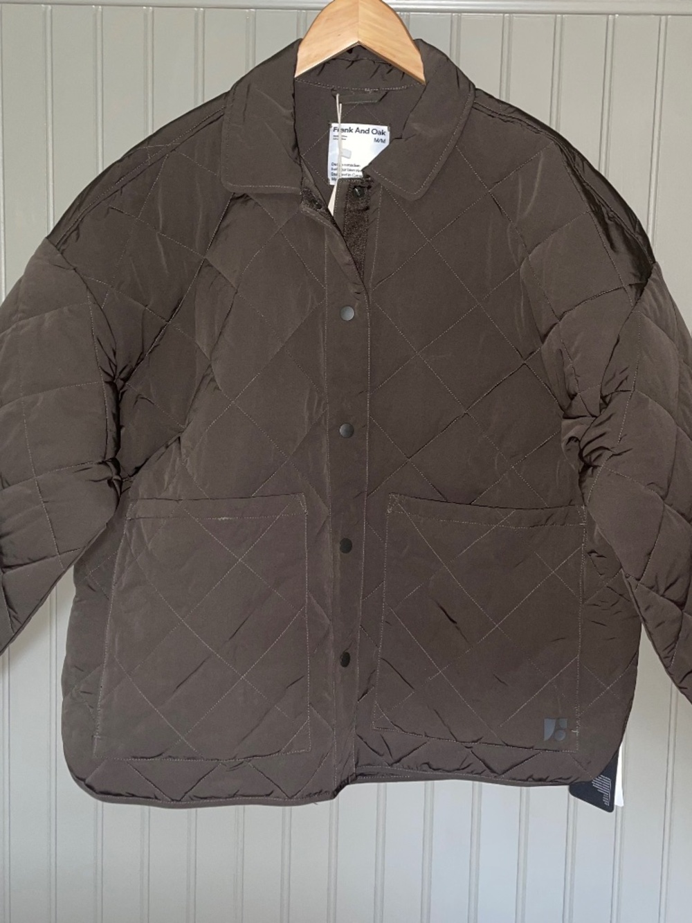 Frank And Oak Skyline Overshirt Jacket Women’s Medium Taupe Quilted Thermore NWT
